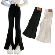 Esaierr Kids Little Girls Flared Pants Teen Girls Casual Bell Bottoms Pants Trousers Spring Fall Stretch Flare Leggings for 4-14 Years